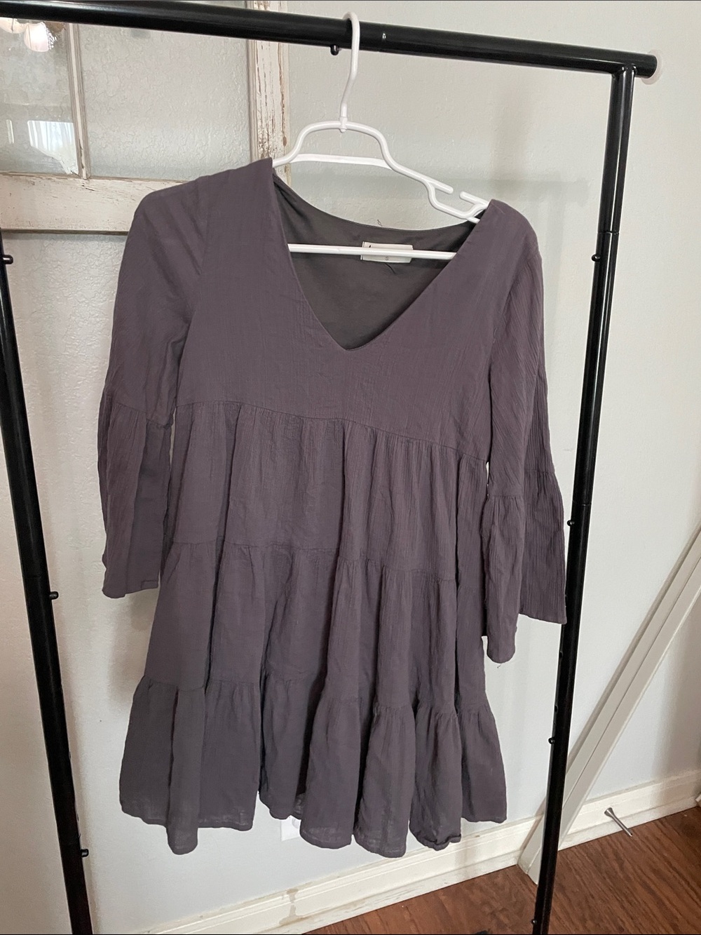 Impressions Charcoal Grey Tiered V-Neck Tunic